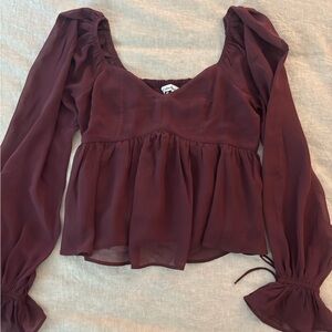 Burgundy Chiffon Blouse